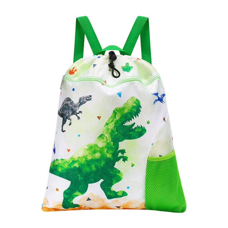 Sac à dos mignon avec cordon de serrage pour enfants dinosaures de grande capacité